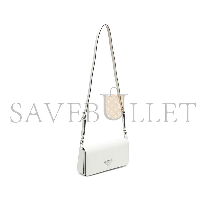 Pra*a femme bag in white leather 1bd323 (26*12*4.8cm)